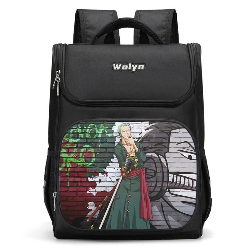Spacious Luffy Zoro Backpack For Elementary Boys And Girls With Double Layer Oxford Fabric