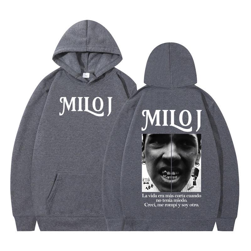 Rapper Milo J Vintage Graphic Hoodie Men Women Pullover Long-sleeved Loose Casual Harajuku Sweatshirts Fan Gifts