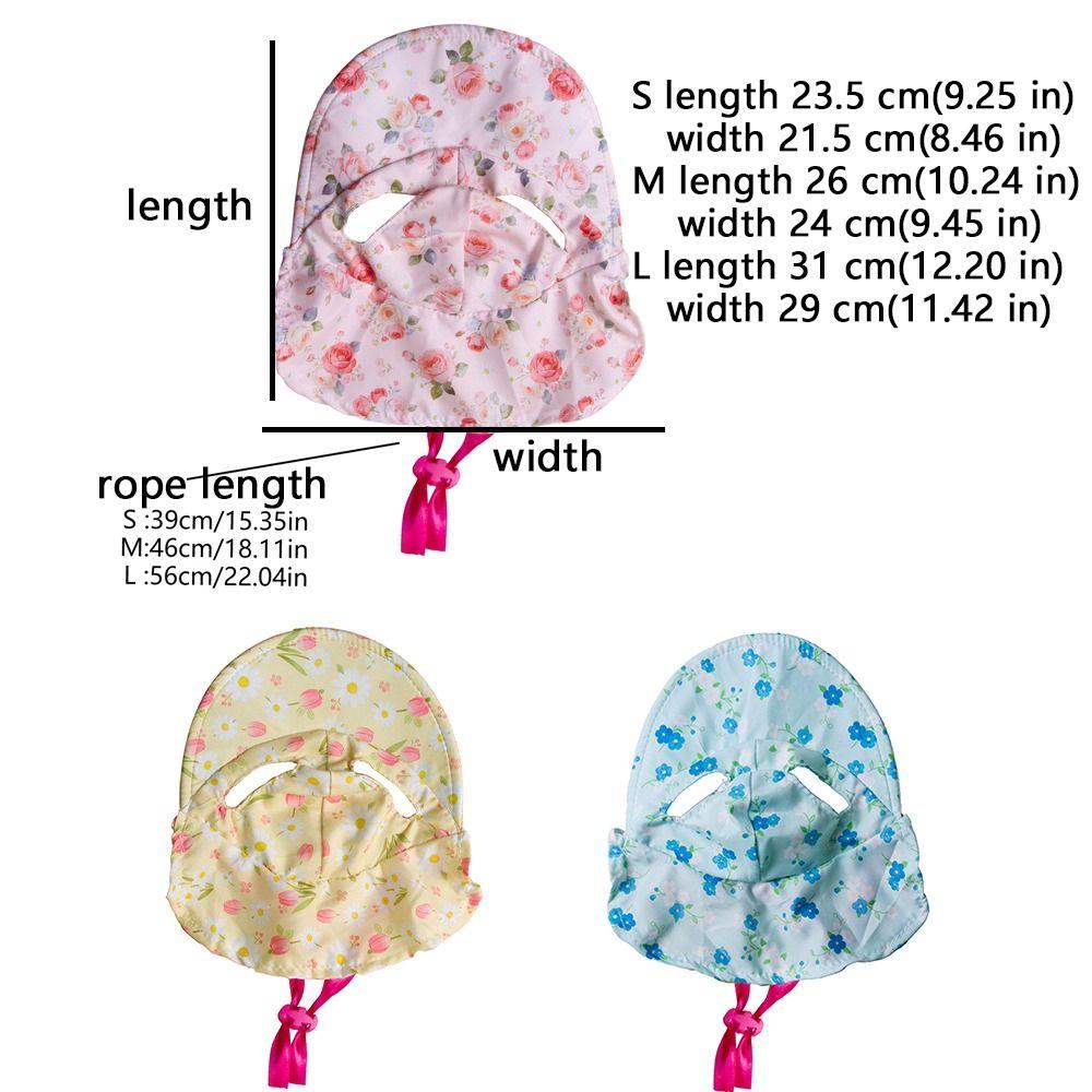 Round Brim Pet Sun Hat Floral Pattern Adorable Pet Hat Dog Sunscreen Hat  Small Medium Pets