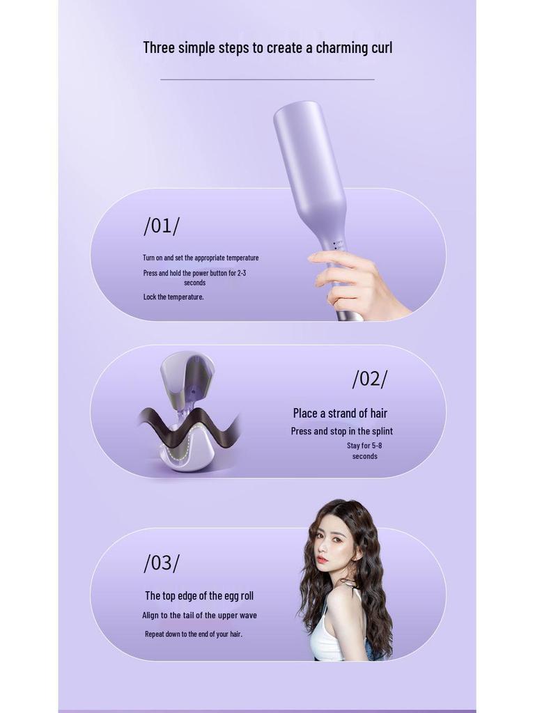 32mm Large Barrel Curling Iron with Deep V Wave Design for Safe and Effective Hair Styling