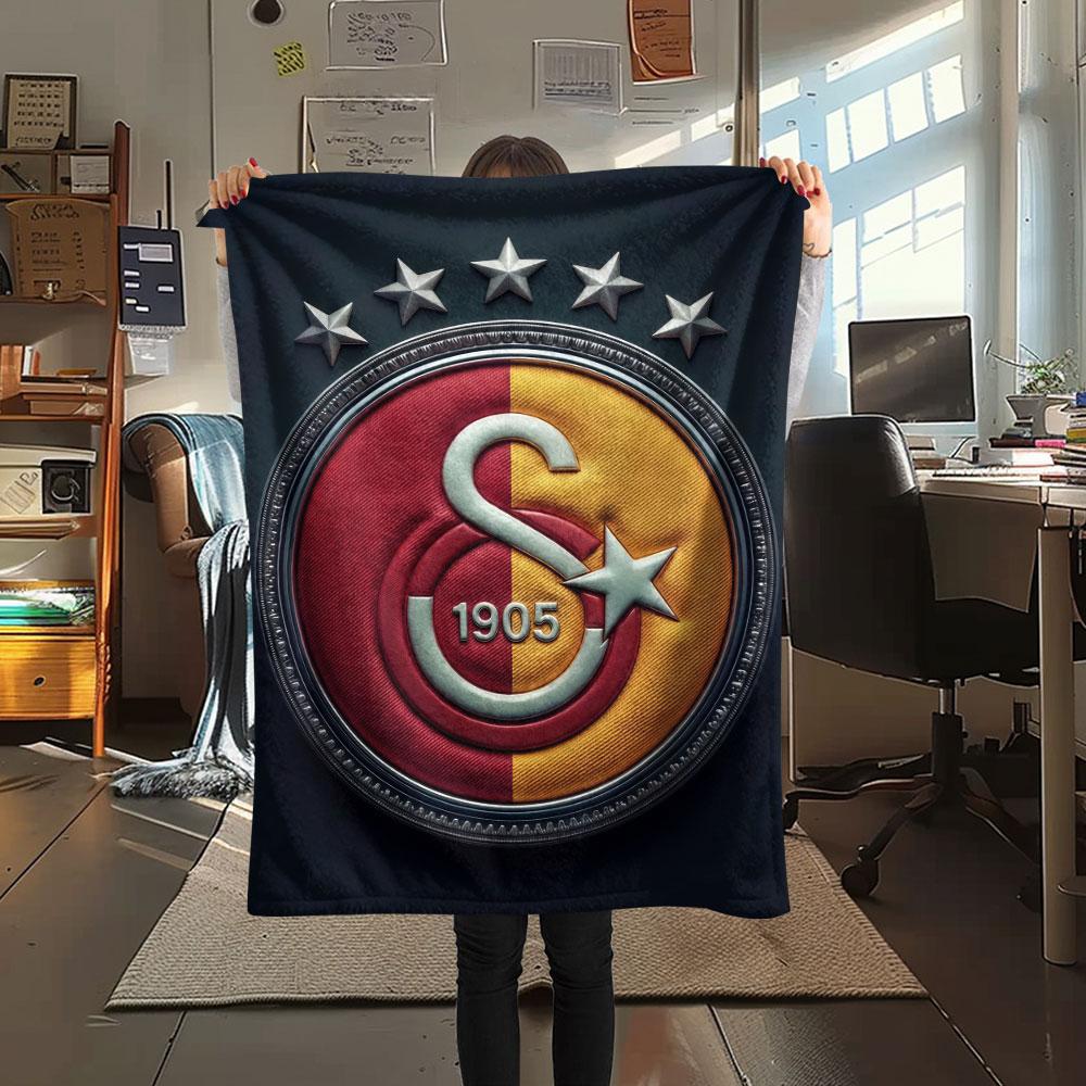 Galatasaray Printed Flannel Blanket, soft throw for bedroom sofa, washable, fan merchandise, great gift.