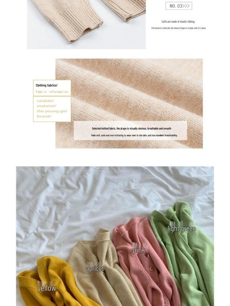 Korean Style V-Neck Knit Cardigan with Sleeves - Women's Versatile Short Sweater Coat for Spring & Autumn