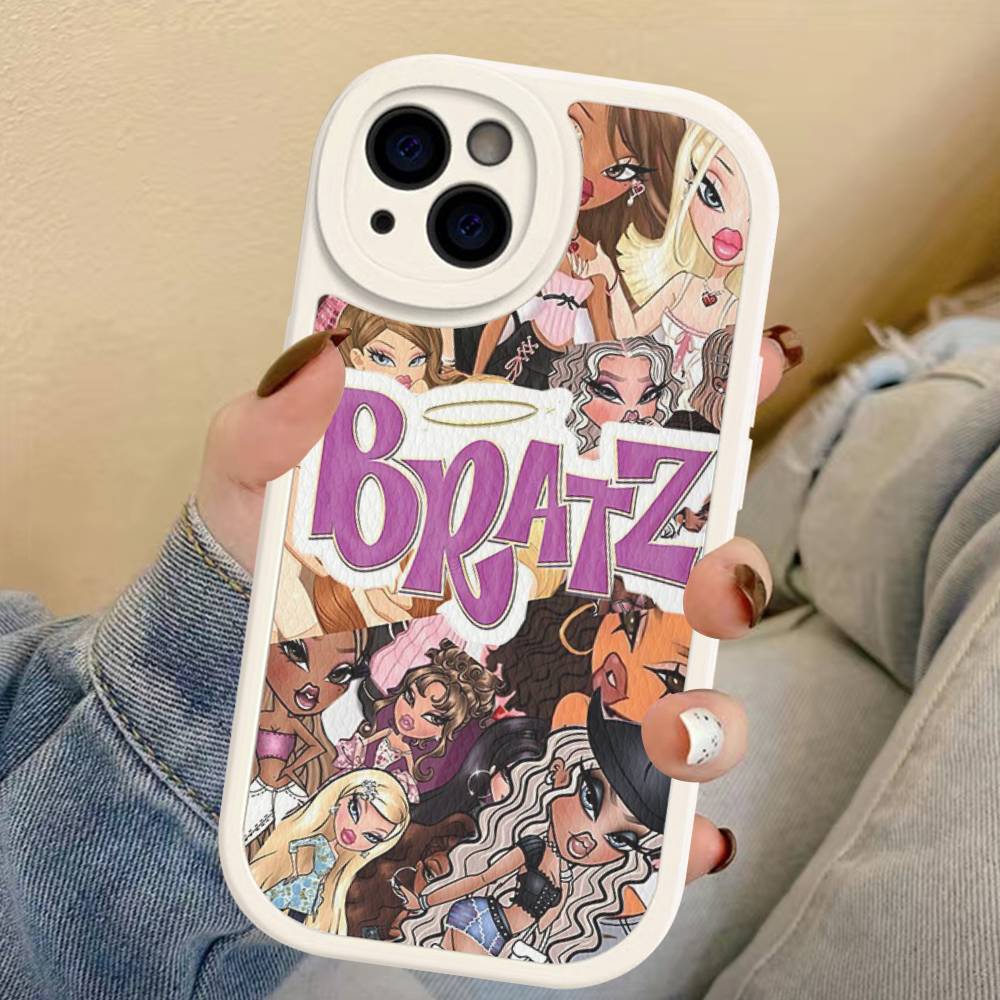Cute B-Bratz Doll Leather Phone Case For IPhone 16 16e 15 14 13 12 11 Pro Max Plus Mini Cover
