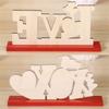 Classical Wood LOVE KISS Figurines Desk Ornaments for Valentine's Day Decoration Couple Gift Indoor Party Decoration