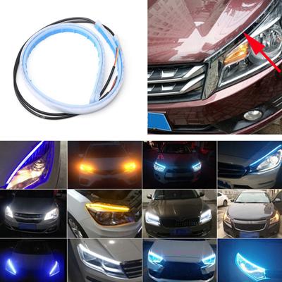 2Pcs Car LED Headlight Strips Super Brilhante Flexível À Prova D'Água Fácil Instalação LED Daytime Running Light Strips Universal Auto Acessórios
