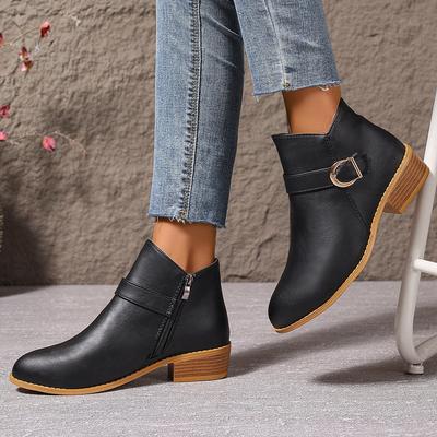 Short Boots 2025 Roman Retro Short Boots Women's Autumn and Winter New Style Thick Heel Round Head and Bare Boots Women