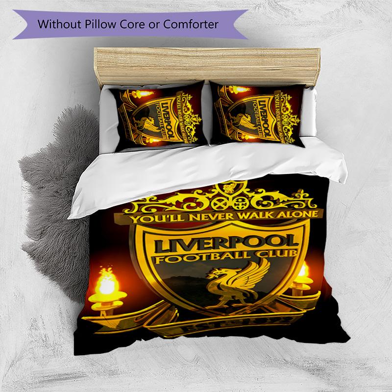 3 pièces L-Liverpool (6) Ensemble de housses de couette - Literie imprimée HD avec 1 housse et 2 taies d'oreiller - Parfait pour la décoration de la maison et des dortoirs