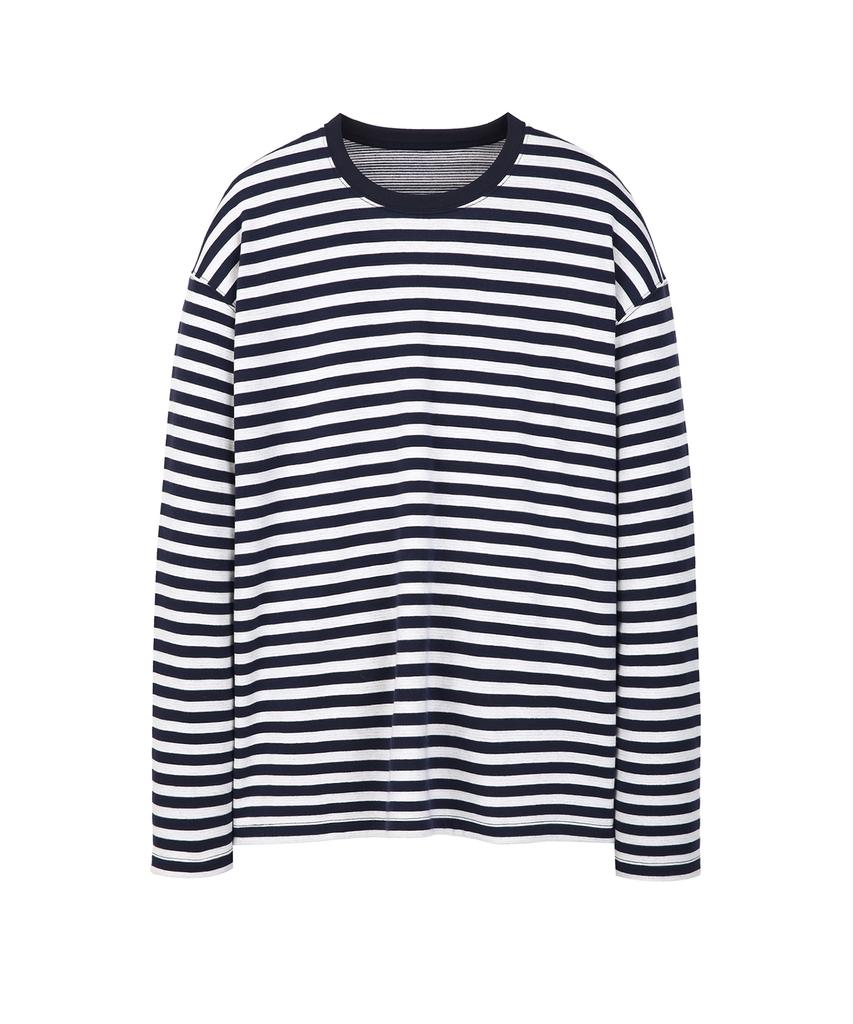 IL CORSO Bold Reversible Striped Long Sleeve T-Shirt Navy