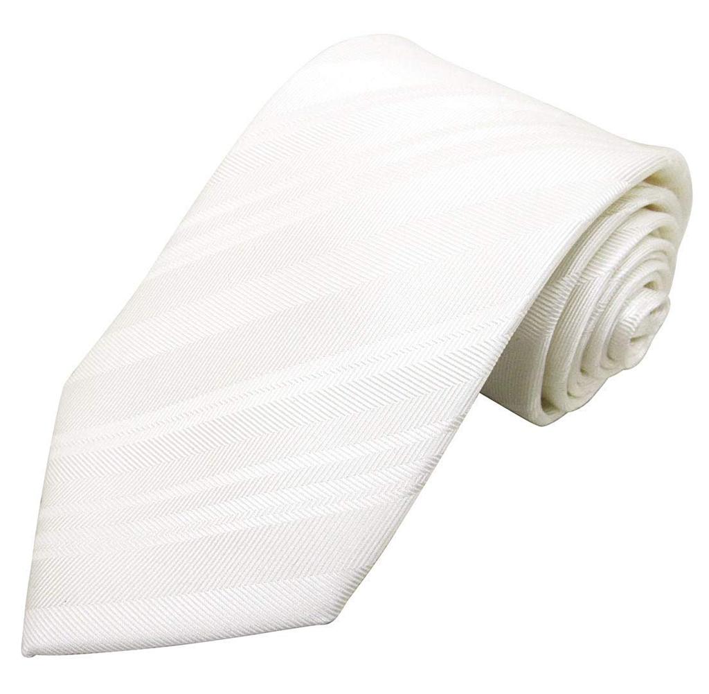[FORMAL] Formale Hochwertige Zeremonienkrawatte, Hergestellt in Japan, 100% Seide, für Hochzeiten, Beerdigungen und andere Anlässe, Weiß-1 Streifen