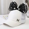 Children Big Bow cartoon Baseball Cap Cute Girls Pearl Snapback caps Sun Caps Mesh Rabbit Ear UV Protection Summer Hats boy