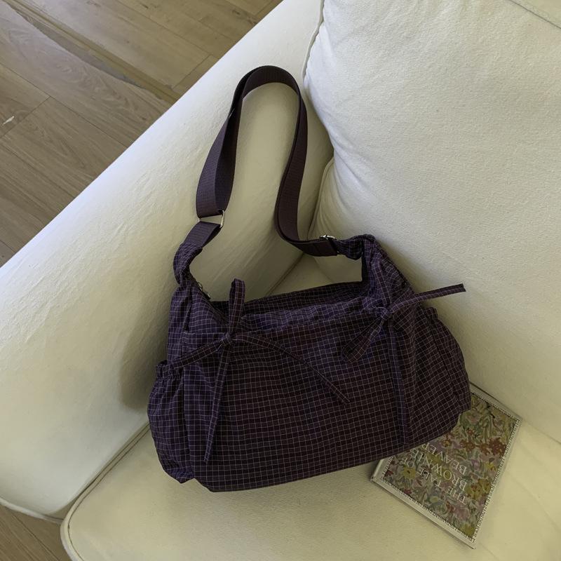 Korean Large Capacity Crossbody Bags for Women Versatile Ladies Multi-pocket Shoulder Bag Solid Color Bow Female Handbag Tote