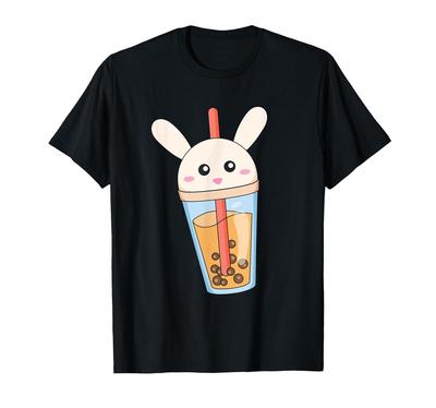 Cute and Adorable Anime Rabbit Bubble Tea and Milk Tea Lover T-shirt