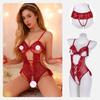 Erotic Lingerie, Red And Sexy Cut-Out Jumpsuit, Seductive Lace-Up, Transparent Lace, No-Take Off Pajamas