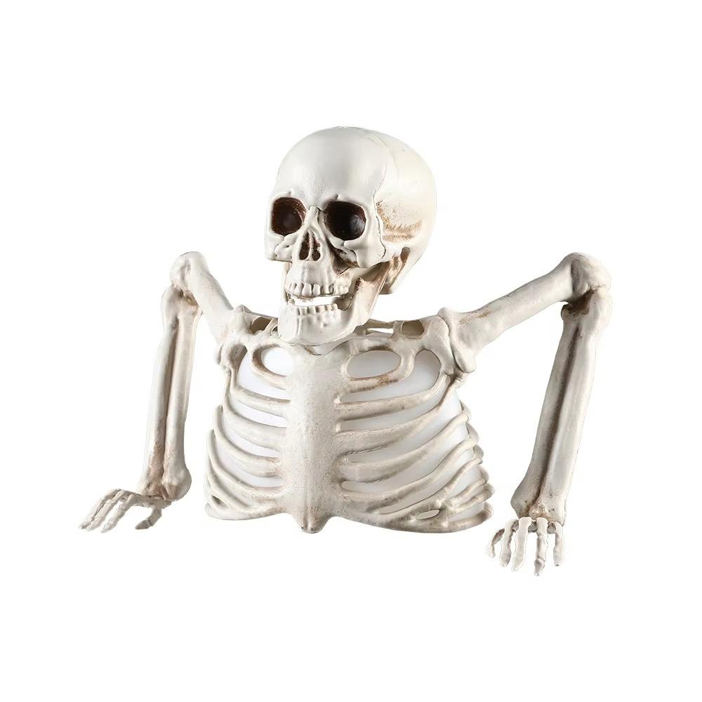 Colorful Halloween Skull Lamp Horror Props Tricky Horror Toys Luminous Skull Decoration Half-skeleton Man with Light