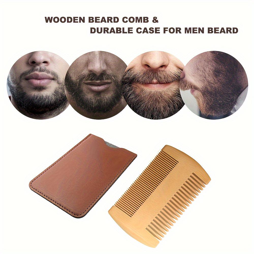 Double-Sided Wooden Beard Comb for Men's Grooming and Hair Styling