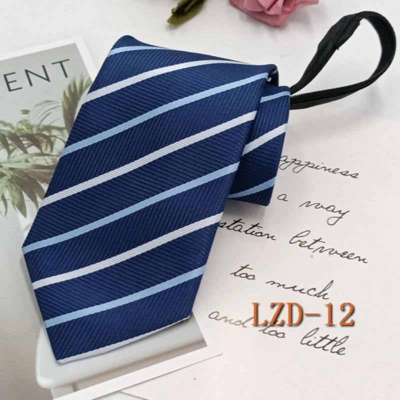 Men's Formal Business Tie with 8cm Zipper, Striped Black Tie, No Knotting Required.