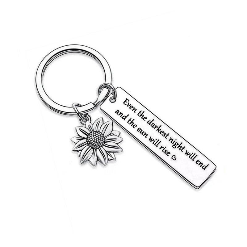 Stainless Steel Charming Keychain With Sunflower Theme Ideal For Special Gifts For Loved Ones