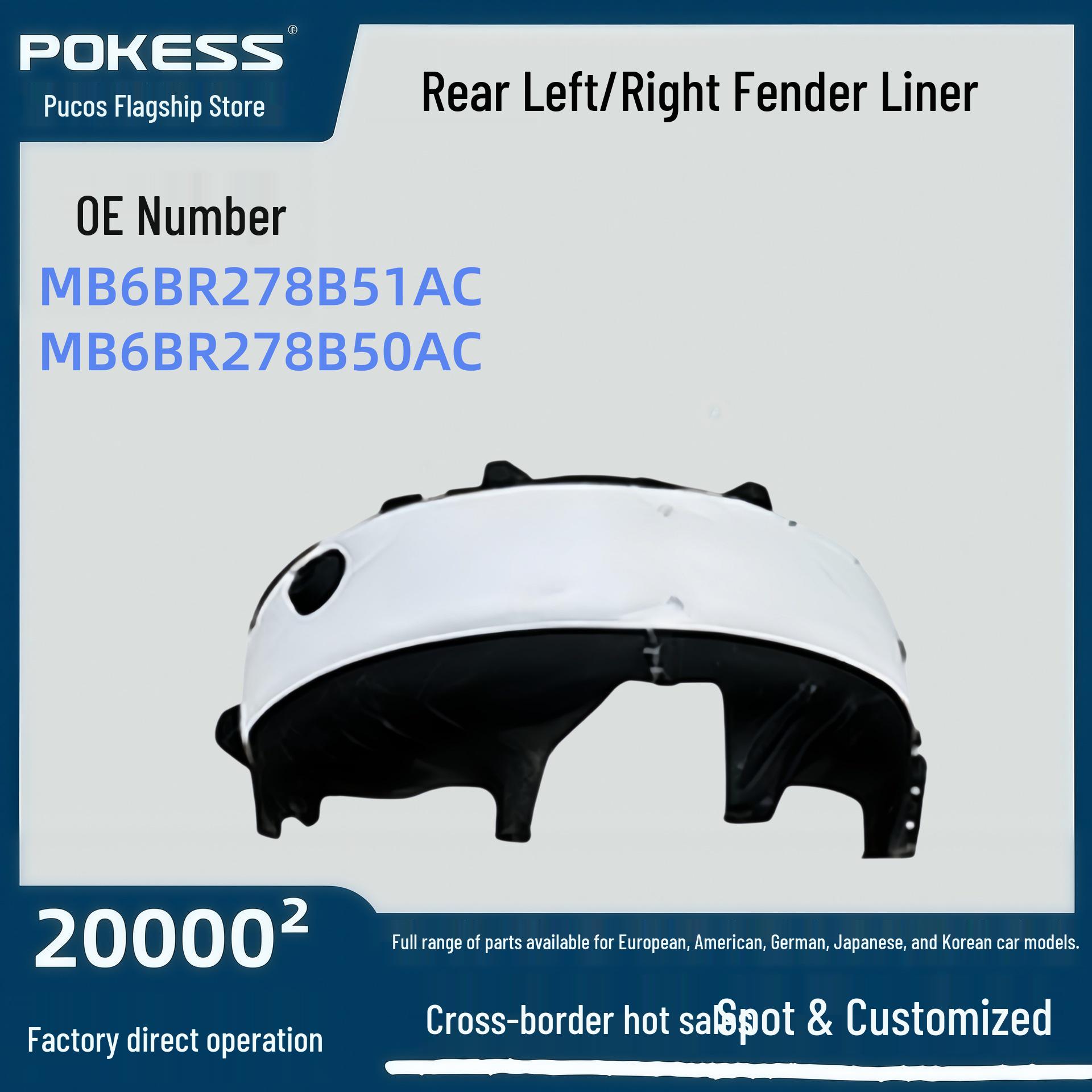 MB6BR278B51AC Rear Fender Liner for Ford (Left/Right), MB6BR278B50AC Compatible Fender Liner Rear Right