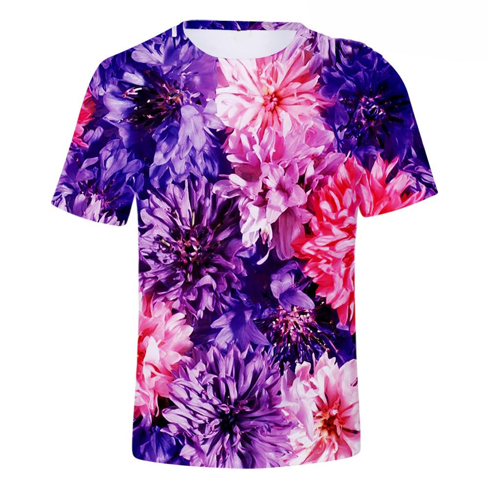 Rose Flower T-Shirts Floral 3D Print Men Women Hip Hop O-Neck Short Sleeve T Shirt Oversized Harajuku Y2k Tops Tees Kid Clothing