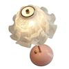 Flower Table Lamp Eye Caring Cordless Rechargeable Vintage Night Lamp with Frosted Petal Shaped Glass Lampshade for