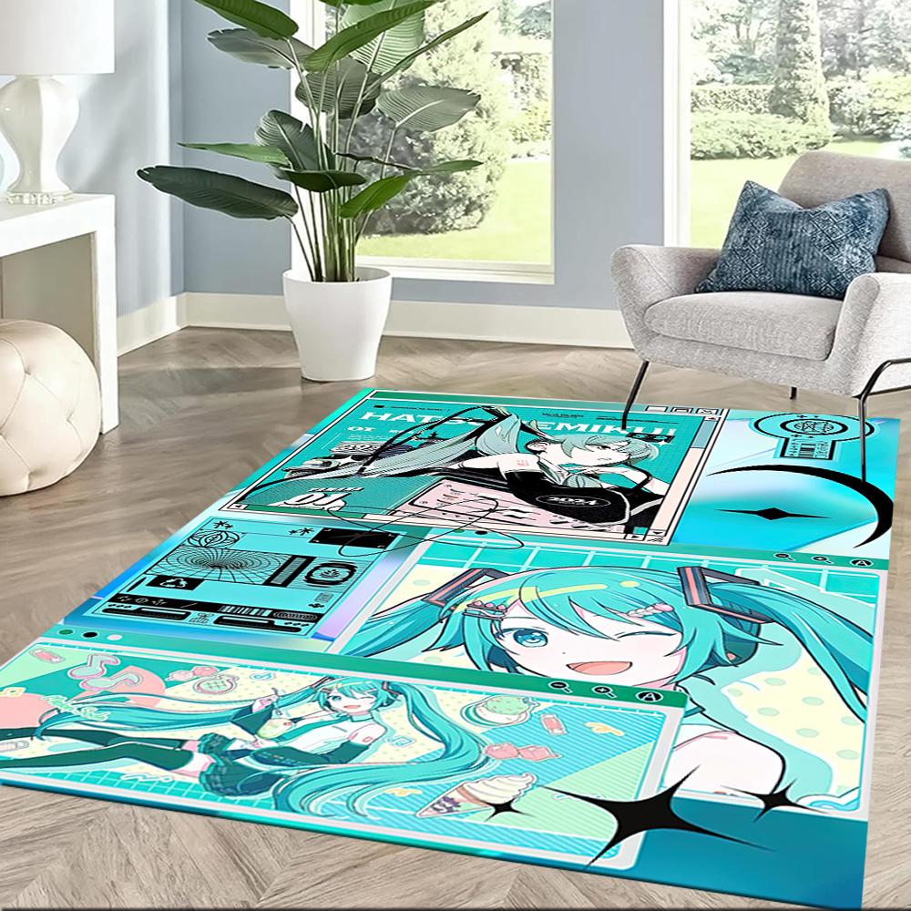 Hatsune Miku Square rugs are a great choice for living rooms, bedrooms, home décor, and as gifts.