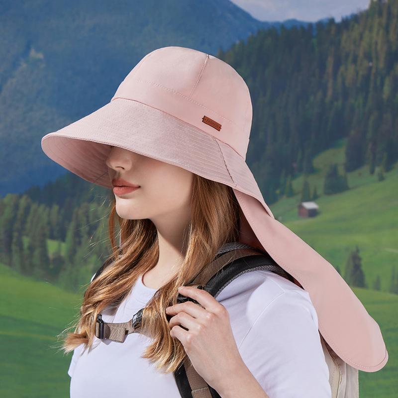 Summer big eaves shawl neck bucket hat men's outdoor mountaineering fishing hat big head circumference sunshade sun protection hat children