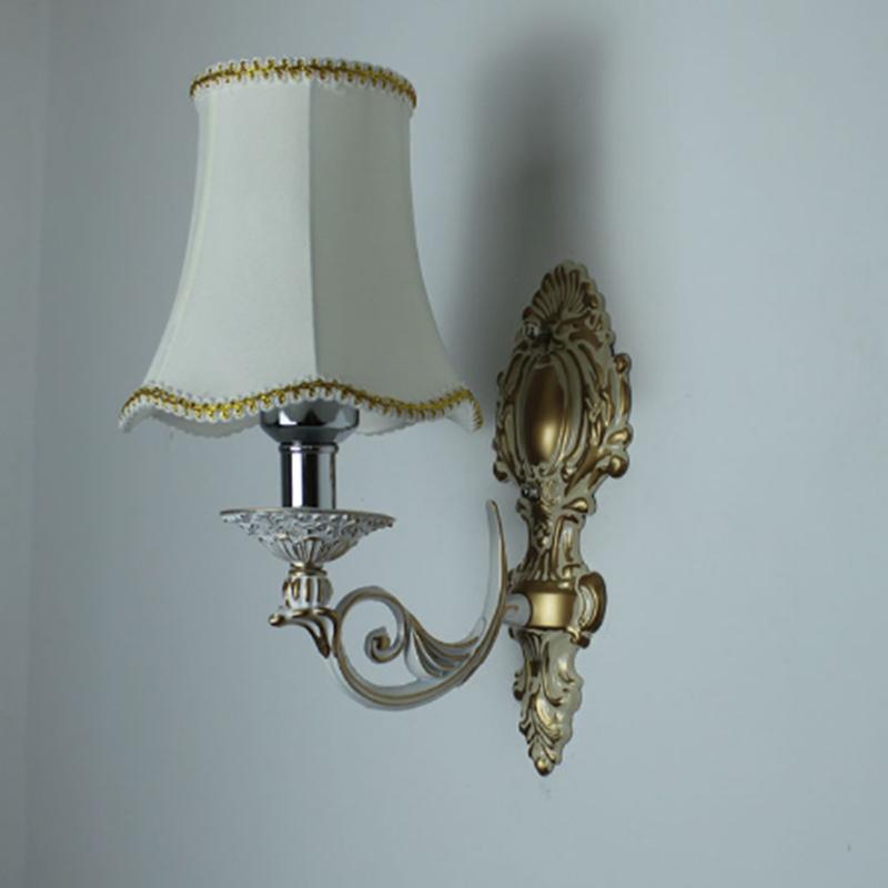 European Fashion Retro Wrought Iron Wall Lamp Fabric Living Room Dining Room Bedroom Bedside Decorative Atmosphere Lighting