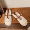 Gentle Word with Flat Bottom Velvet Mary Jane Doudou Shoes Fairy Wind Fluff Shoes Female Outer Wear