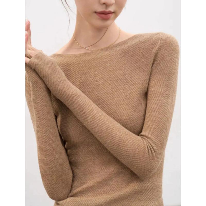 Maglioni a girocollo a maniche lunghe con stampa tinta unita, casual, autunno inverno, da donna