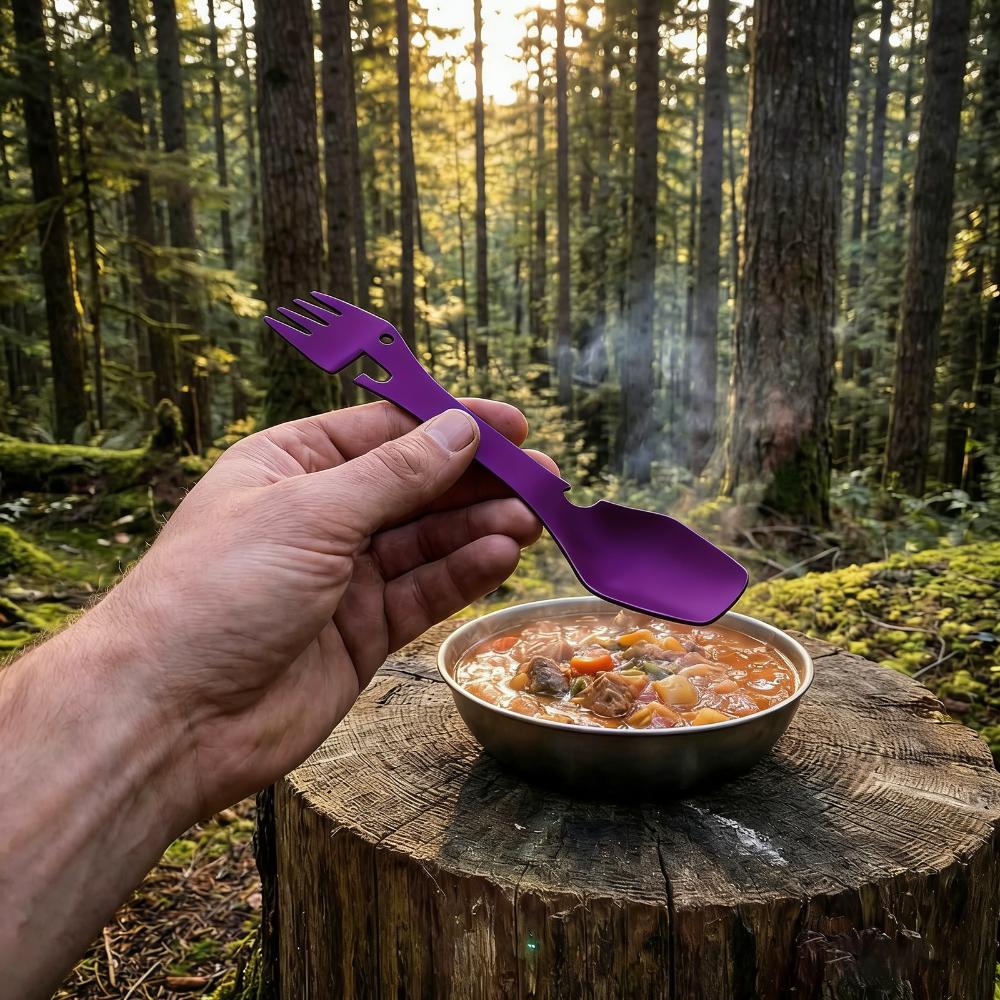 Premium Spork Fork Spoon Stainless Steel Blades Wrench Bottle Opener Wrench Home Kitchens