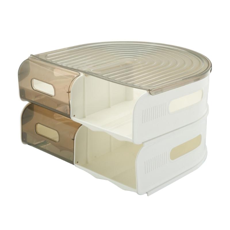 

U Shape Refrigerator Eggs Holders With Rolling Design 2 Layer Clear Kitchen Storage For Holders And Restaurant бежевий