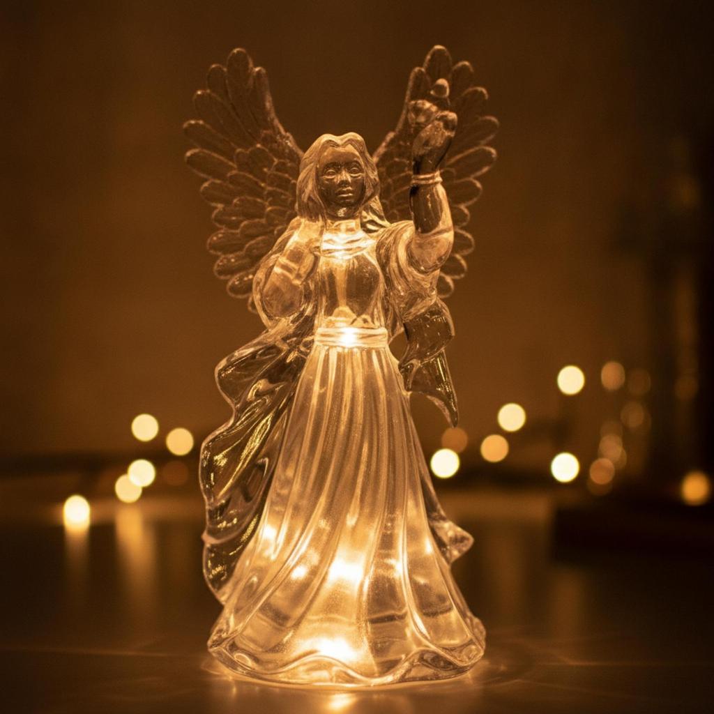 Angel Figurine Acrylic Decor Clear for Bedside Table, Holiday Display