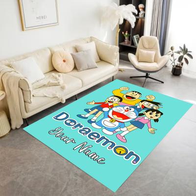 Doraemon Adventure Customized Name Floor Rug Office Rug Perfect for Hallway Balcony Kitchen Dining Room Anti-slip Rug Office Home Decor