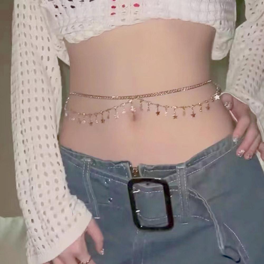 Waist Chain Sexy Rhinestone Star Tassel Pendant Waist Summer Jewelry Accessories Rave Belly Bod I4G7