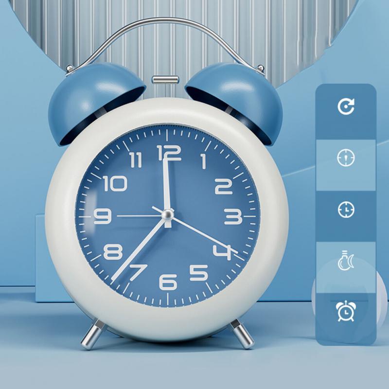 Zwillingsglocken Wecker für Kinder, ABS, Blau, batteriebetrieben, Nachttischuhr