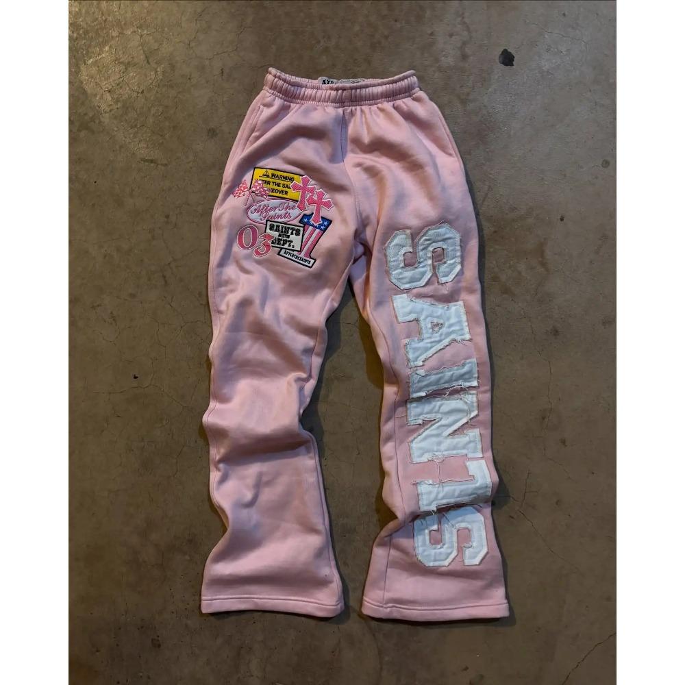 Y2K Streetwear Sportovní kalhoty Pánské Dámské Hip Hop Retro Výšivka písmen Sestřihované Ležérní kalhoty Strečové S vysokým pasem Běžecké kalhoty