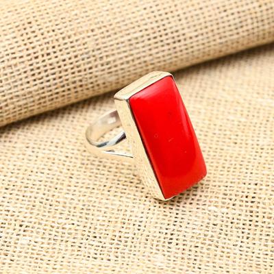 Red Coral Gemstone Handmade 925 Sterling Silver Jewelry Beauteous Ring For Women