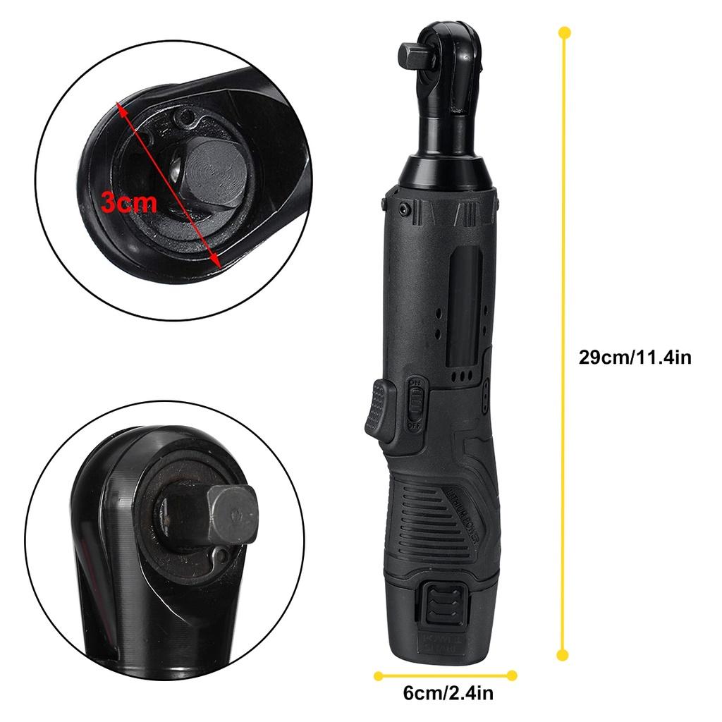 12V 3/8 Inches Cordless Electric Right Angle Wrench Ratchet Wrench With LED Lights 0/1/2 Batteries Power Tools