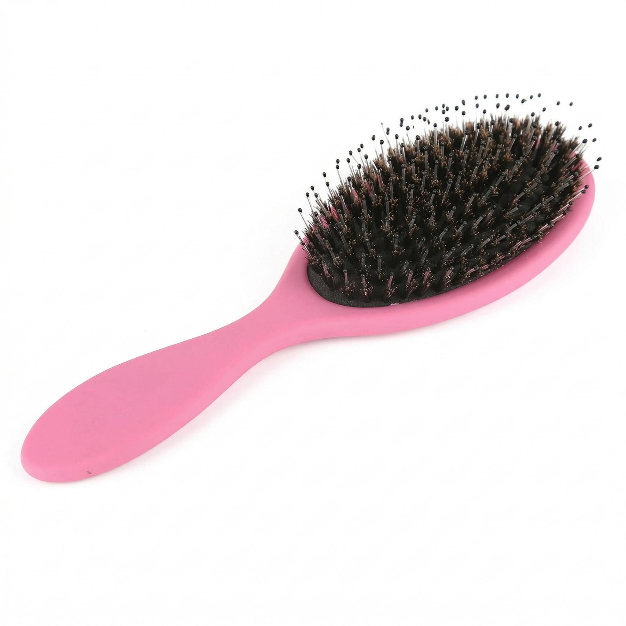 

Boar Bristle Air Cushion Hair Brush Nylon Pins ABS Handle Detangling Brush for Wet Dry Hair Scalp Massage рожевий