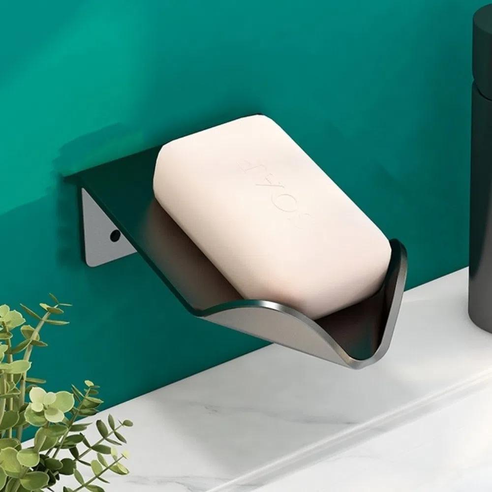 Carbon Steel Wall Mounted Soap Holder Black Soap Sponge Creative Soap Dishes  Home