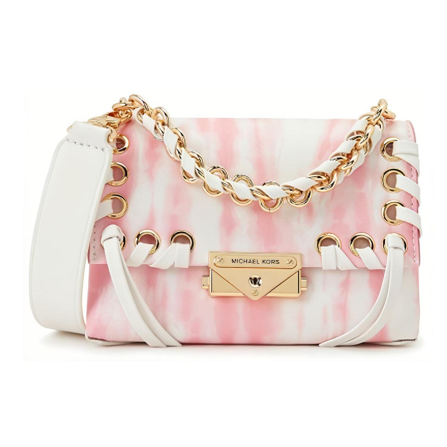 

Michael Kors Mk Cece Gold Buckle Flap Tie-Dye Chain Leather Shoulder Crossbody Bag Mini Women bags Pink White 32T0G0EC0I-SHELL-PINK Basic Set (Bag+Dust Bag)