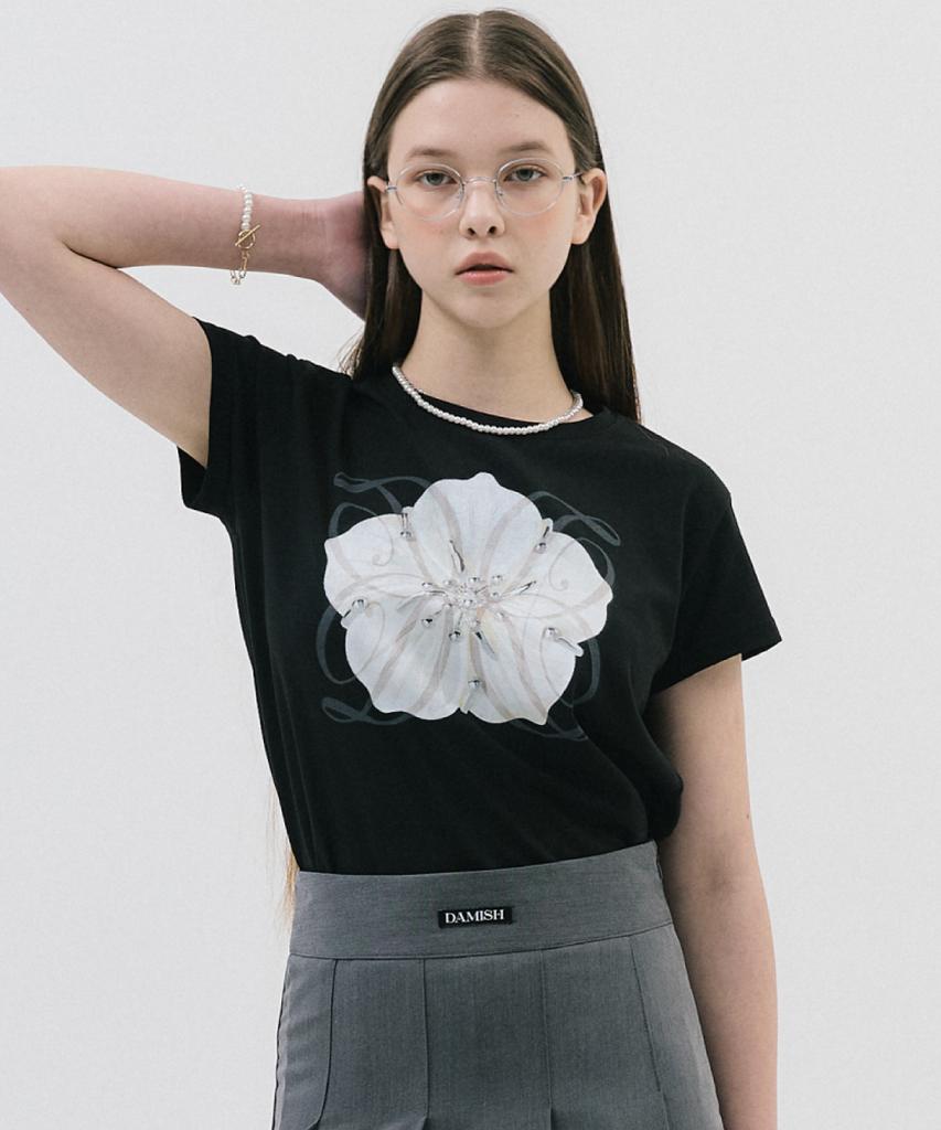 Damiswi Flower D Logo T-Shirt_Black