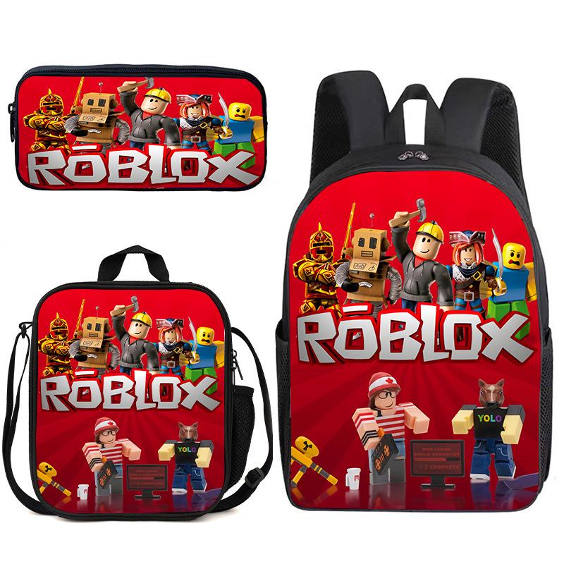 Zaino Anime 3D Tre Pezzi Roblox Zaino Studente Borsa Pranzo Astuccio Zaino Scolastico Stampato