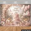 2D Elegant Pink Gold Happy Birthday Backdrop Banner Party Decoration for Girls
