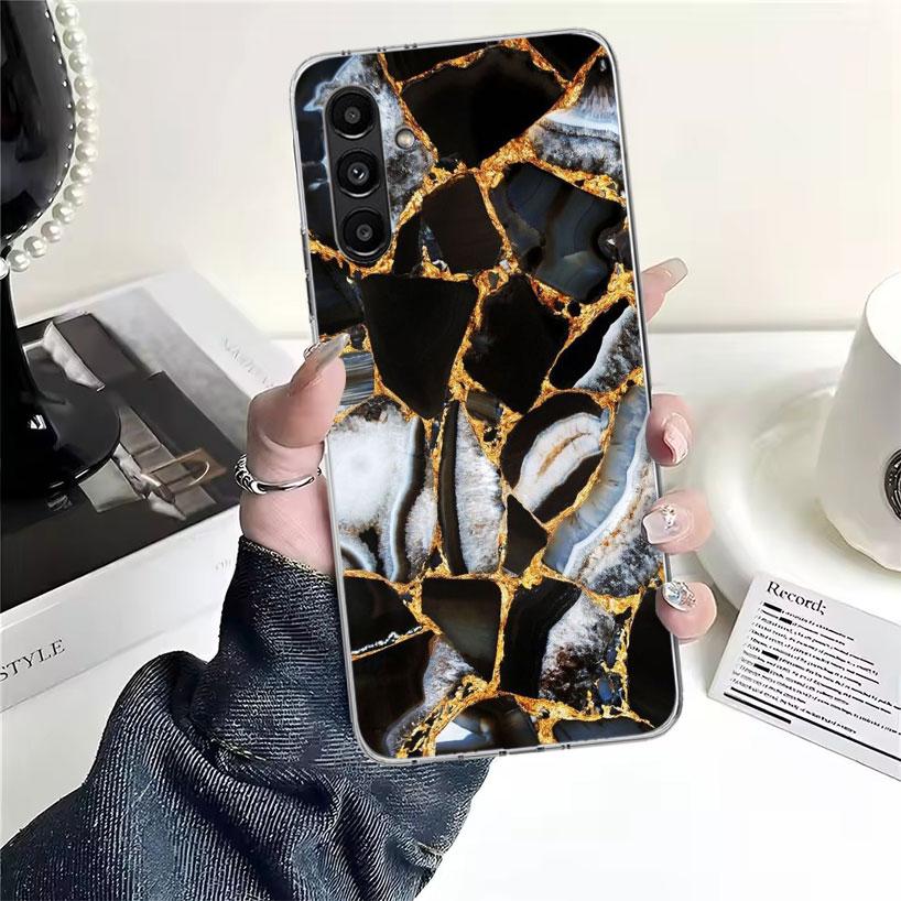 Fashion Geometric Marble Phone Case For Samsung Galaxy A13 A14 A15 A16 A17 A53 A54 A55 A56 A57 A33 A34 A35 A36 A37 A23 A24 A25 A