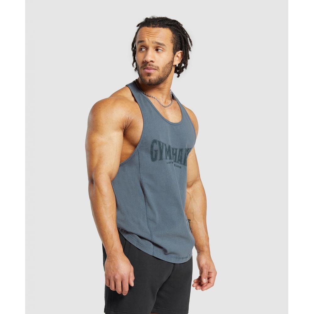 Gymshark Heritage Washed Stringer Titanově modrá A4a8u Ucms
