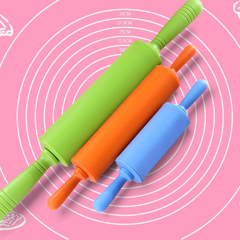 Non-Stick Plastic Handle Pin Pastry Dough Flour Roller Silicone Rolling Pin Pizza Pasta Roller Kitchen Pastry Baking Tool