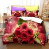 Rose Duvet Cover QueenRomantic Floral Bedding Set for Girls CoupleBlossom Flowers Quilt Cover Valentine's Day Bedspread Cover