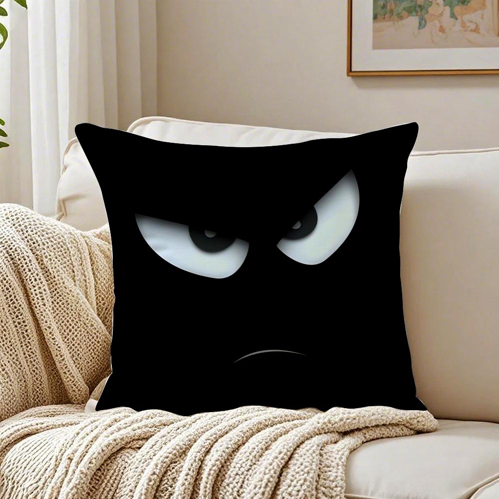 Black Emoticons Pillow Case Organic Short Plush Cushion Covers Breathable Washable WrinkleResistant