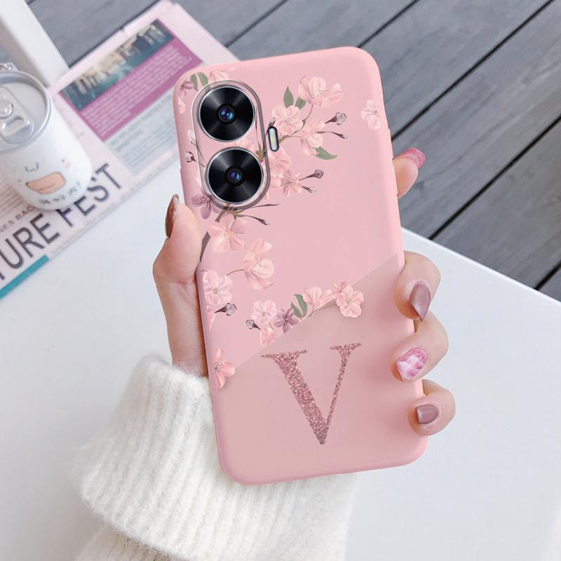 Letter Flower Phone Case For Realme C55 4G Shockproof TPU Bumper Soft Silicone Cover For Realme C55 C 55 Shell RealmeC55 Fundas